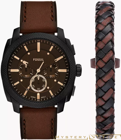 Часы американские наручные мужские кварцевые на ремне Fossil FS6102SET